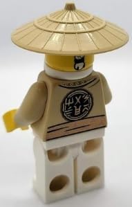 LEGO Ninjago: Sensei Wu Minifigure with Tan Robes Battle Staff and Braided Ponytail