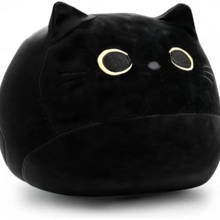 Pochita 3D Black Cat Plush Stuffed Animal Toy Pillow, Fat Plushie, Kawaii Pillows Cat Shape Design Lumbar Back Cushion Decoration