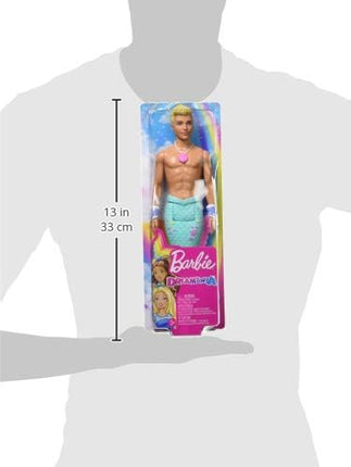 Barbie Dreamtopia Merman Doll, Approx 12-inch with Blue Rainbow Tail and Blonde Hair, for 3 to 7 Year Olds