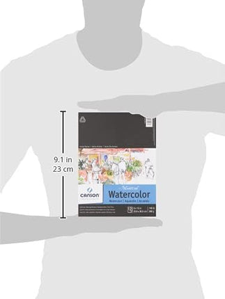Canson Artist Series Montval Watercolor Paper, Foldover Pad, 9x12 inches, 12 Sheets (140lb/300g) - Artist Paper for Adults and Students - Watercolors, Mixed Media, Markers and Art Journaling