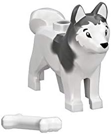 LEGO Animal Minifigure Husky Arctic Sled Dog with Bone (Aprox. 1" inch Size)