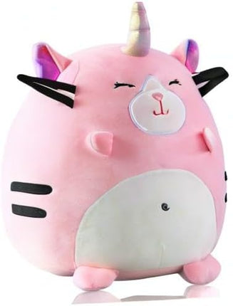 Marsjoy 8" Pink Caticorn Plush Pillow Toy Squishy Stuffed Animal Plushie Cute Cat Unicorn Huggable Toy Kawaii Soft Cushion for Girl Kid Birthdays Christmas