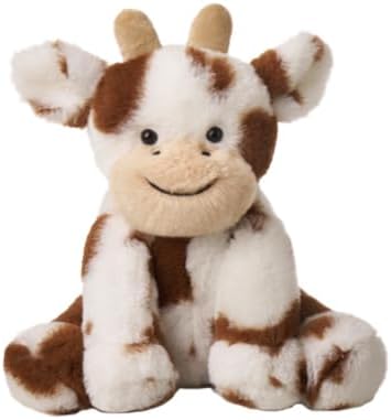 Hopearl Adorable Plush Cow Toy Floppy Dairy Cattle Soft Stuffed Animal Cute Birthday Gifts for Boys Girls Kids Toddlers, Dark Brown, 9''