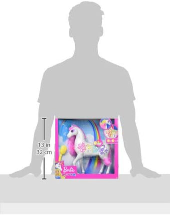 Barbie Dreamtopia Unicorn, Brush 'n Sparkle Interactive Toy with Lights & Sounds, Magical Brush Accessory, White Unicorn with Pink Mane & Light-Up Stars