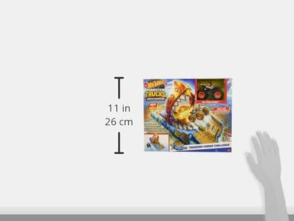 Hot Wheels Monster Trucks Arena Smashers Treasure Chomp Challenge Playset with 1:64 Scale Tiger Shark Toy Monster Truck & 1 Crushed Car