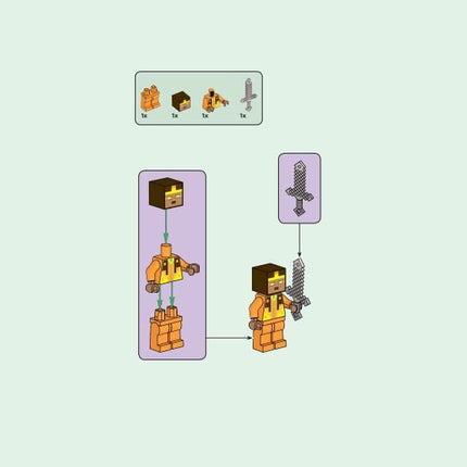 LEGO Minecraft Mini Set: Hero Minifigure with Charged Creeper