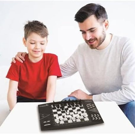 Lexibook, Chessman® Elite, Interactive Electronic Chess Game +, 64 Levels of Difficulty, LEDs, Family Child Board Game, Black/White, CG1300