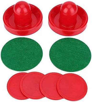 Table Air Hockey Red Pushers and Pucks Set, Plastic Air Hockey Goalies Pushers Pucks Set for Standard Air Hockey Tables