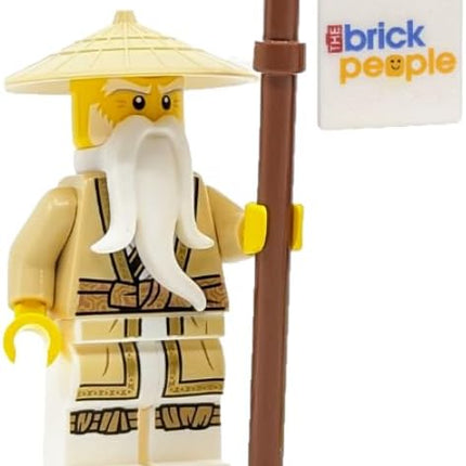 LEGO Ninjago: Sensei Wu Minifigure with Tan Robes Battle Staff and Braided Ponytail