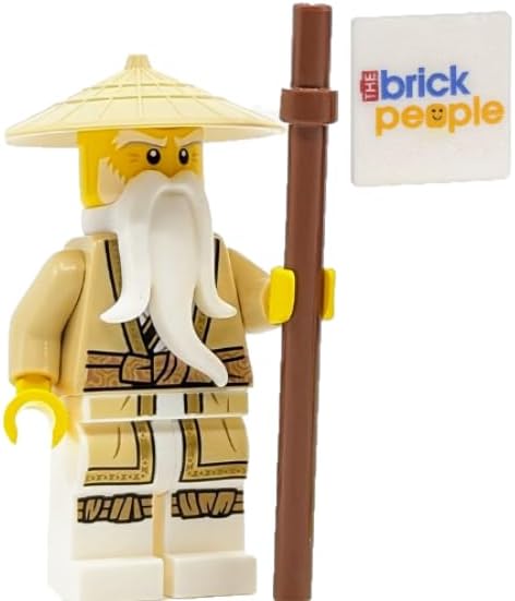 LEGO Ninjago: Sensei Wu Minifigure with Tan Robes Battle Staff and Braided Ponytail