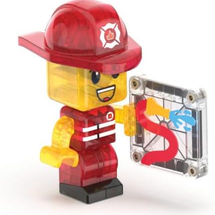 MAGNA-TILES Fire Station 50-Piece Magnetic Construction Set, The Original Magnetic Building Brand
