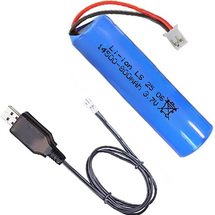 3.7V 800mAh Li-ion Battery, 14500 Rechargeable Batteries with USB Charger Cable PH-2P Plug for Flashlights, Remote Control Cars, Bluetooth Speakers, LED Flashlights, etc