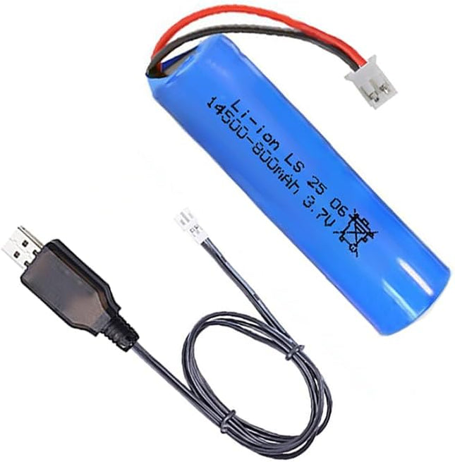 3.7V 800mAh Li-ion Battery, 14500 Rechargeable Batteries with USB Charger Cable PH-2P Plug for Flashlights, Remote Control Cars, Bluetooth Speakers, LED Flashlights, etc
