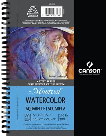 Canson Artist Series Watercolor Paper, Wirebound Pad, 5.5x8.5 inches, 20 Sheets (140lb/300g) - Artist Paper for Adults and Students - Watercolors, Mixed Media, Markers and Art Journaling