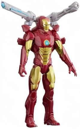 Avengers Marvel Titan Hero Series Blast Gear Iron Man Action Figure, 12-Inch Toy, with Launcher, 2 Accessories and Projectile, Ages 4 and Up, Red