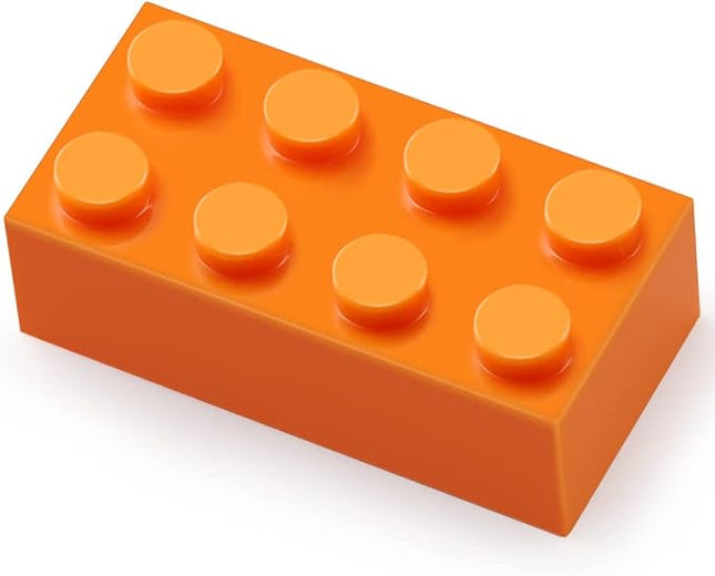 Feleph 100pcs 2x4 Bricks Orange Pieces Parts Building Kits Creative Play Set Basic Blocks Toy Accessories Compatible with 3001 Major Brands