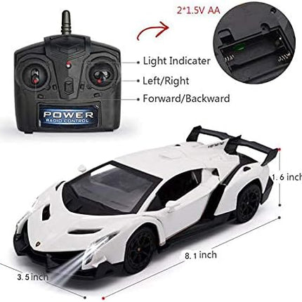 QUN FENG Remote Control RC CAR Racing Cars Compatible with Lamborghini Veneno Officially Licensed 1:24 Toy RC Cars Model Vehicle for Boys 6,7,8 Years Old,White