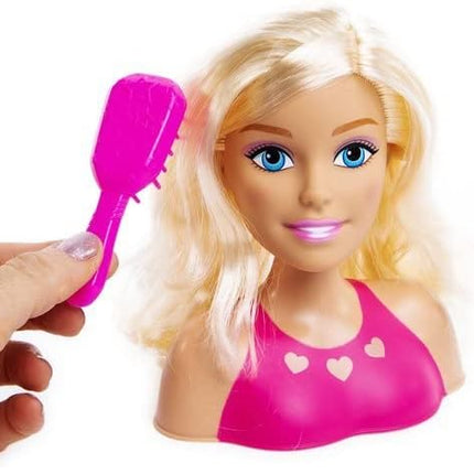 Just Play 2pc Barbie Doll Girls Mini Styling Head Pretend Play Dress Up Set,Blonde (JPMINSHDBAR1)