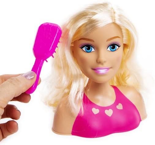 Just Play 2pc Barbie Doll Girls Mini Styling Head Pretend Play Dress Up Set,Blonde (JPMINSHDBAR1)