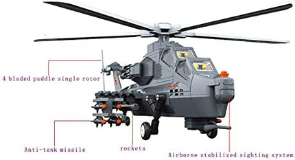 Attack Helicopter Air Force Building Block Set – 283-Pcs Helicopter Building Toys Set – Building Block Plane Toy for Kids Older Than 10 and Adults – Compatible with All Building Bricks
