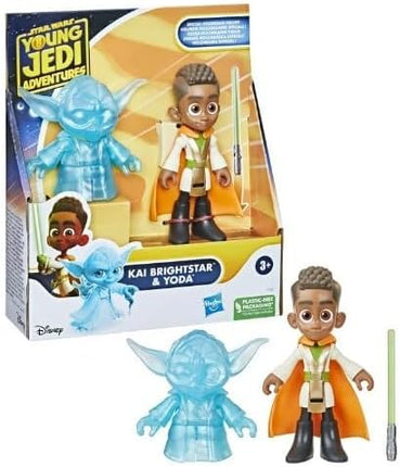 STAR WARS Pop-Up Lightsaber Training, Kai Brightstar & Yoda Action Figures, 4-Inch Scale Toys, Preschool Toys for 3 Year Old Boys & Girls