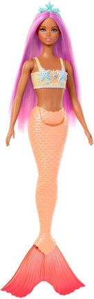Barbie Mermaid Doll with Pink Fantasy Hair & Headband Accessory, Toy with Starfish-Inspired Bodice & Soft Orange Tail