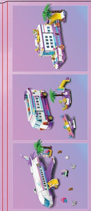 HOGOKIDS 3-in-1 Friends Airplane Building Toy Set - 808PCS Plane/Boat/Camper Van Building Toys with Cute 6 Mini Animals, Slide, Fun Accessories and Stickers, Birthday Gifts for Girls Boys Age 8-12+