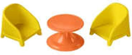 Replacement Parts for Fisher-Price Little People Barbie Little Dreamhouse HCF61 - Replacement Orange Table and 2 Yellow Chairs