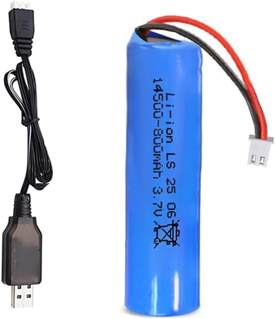 14500 Rechargeable Battery, 3.7V 800mAh Li-ion Battery XH-2 Pin Plug with USB Charger Cable for Flashlights, Remote Control Cars, Bluetooth Speakers, LED Flashlights