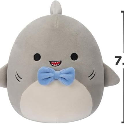 Squishmallows SQCR05379 7.5-Inch-Gordon The Grey Shark with Blue Bowtie, Multicolour