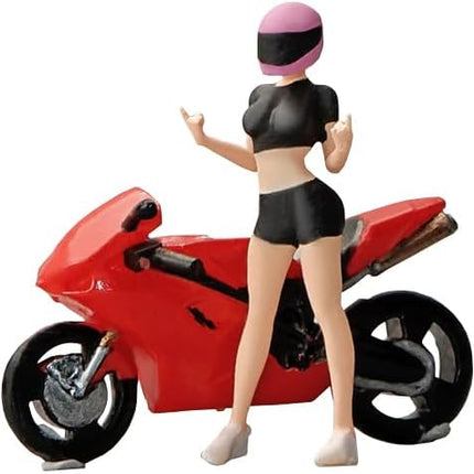 Painted Figure 1:64 Scale Mini Model Trains Architectural Plastic People Figures Standing Female Racer Figure Model,Suitable for Miniature Scenes(64230B)