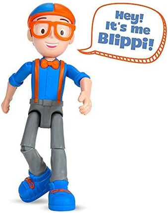 Blippi Talking Figure, 9-inch Articulated Toy with 8 Sounds and Phrases, Poseable Figure Inspired by Popular YouTube Edutainer