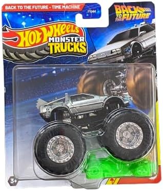 Hot Wheels Monster Trucks Back to The Future Time Machine with Crushed Car, Diecast