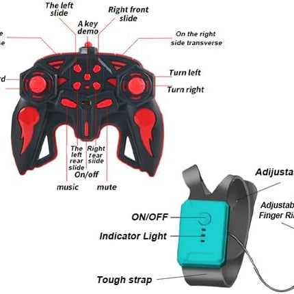 Gesture Sensing RC Stunt Car, 360 Spins Double Sided Hand Controlled Glove Twist Remote Control Car with Lights Music, Birthday Gifts Toys for Boys Age 6-12