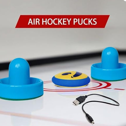 Rechargeable Floating Pucks & Paddles - Any Flat Surface Air Hockey, Includes Charging Cable and Strikers