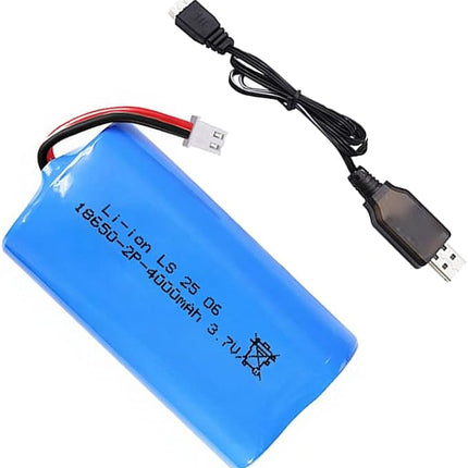 18650 Rechargeable Battery, 3.7V 4000mAh Li-ion Battery XH-2 Pin Plug with USB Charger Cable for Solar Light, DIY Battery Pack, Electric Toys, Remote Control Cars, Bluetooth Speakers