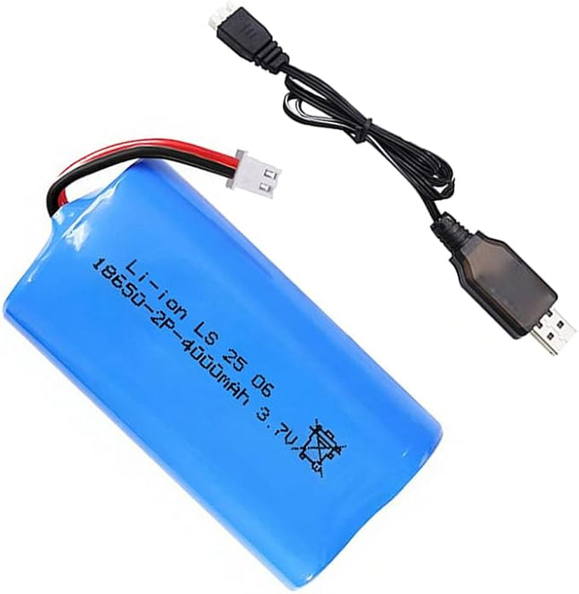 18650 Rechargeable Battery, 3.7V 4000mAh Li-ion Battery XH-2 Pin Plug with USB Charger Cable for Solar Light, DIY Battery Pack, Electric Toys, Remote Control Cars, Bluetooth Speakers