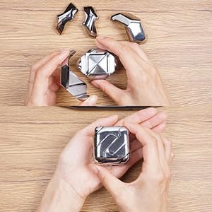 Metal-Puzzles Brain-Teaser 3D-Toys: Fidget-Toys Cool-Gadgets-Stuff Square-Cube-Box Puzzle-Toy ADHD Tools Stress Relief Gift for Kid Children Teen Adult Office Home School Christmas