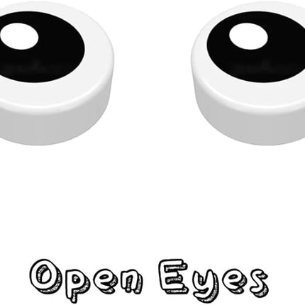 LEGO Parts and Pieces - 50 Pcs Mixed Lot of White 1X1 Tile (Full Eyes, Partially Closed Eyes, and Closed Eyes) Plus Minifigureland Tile