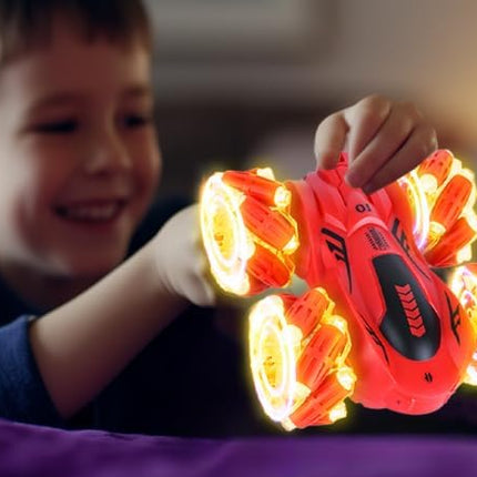 Gesture Sensing RC Stunt Car, 360 Spins Double Sided Hand Controlled Glove Twist Remote Control Car with Lights Music, Birthday Gifts Toys for Boys Age 6-12