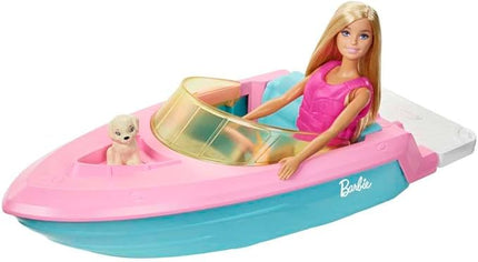 Barbie Doll and Boat Playset with Pet Puppy, Life Vest and Accessories, Fits 3 Dolls & Floats in Water, Gift for 3 to 7 Year Olds