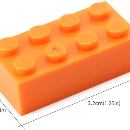 Feleph 100pcs 2x4 Bricks Orange Pieces Parts Building Kits Creative Play Set Basic Blocks Toy Accessories Compatible with 3001 Major Brands