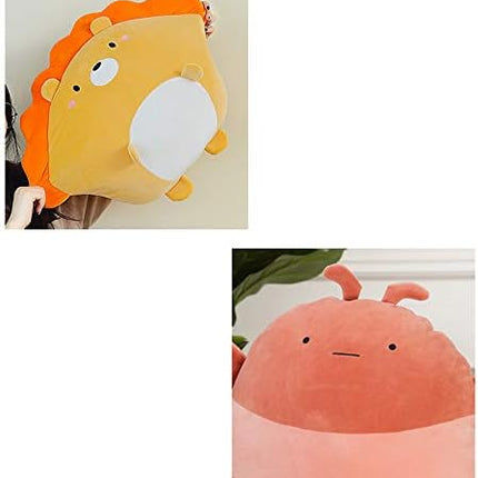 Soft Flat Lion Plush Hugging Pillow Cute Yellow Lion Stuffed Animal Plushies Toys Kids Orange Anime Cushion for Birthday, Valentine's Day, Christmas...16.5 Inch