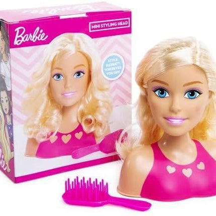 Just Play 2pc Barbie Doll Girls Mini Styling Head Pretend Play Dress Up Set,Blonde (JPMINSHDBAR1)