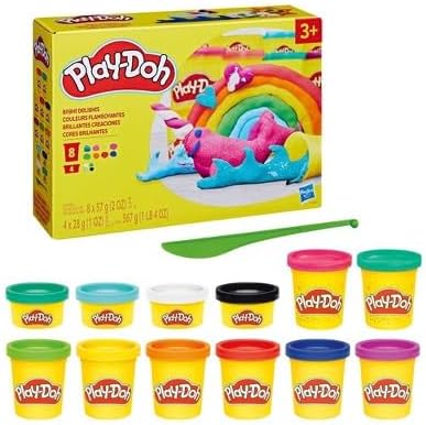 Play-Doh Treats & Favors 12-Pack, Modeling Compound for Kids 2 Years & Up, Party Favors with Stickers, Non-Toxic, 12 Cans Total 12 oz