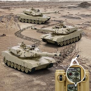 Rc Tanks,1:28 WW2 M1A2 America Army Tank Toys for Boys,9 Channels Remote Control Cars with Sound and Light, RC Military Truck Vehicle for Kids Boys Girls (Khaki)