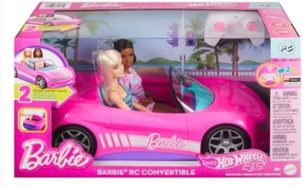 Hot Wheels Remote Control Barbie Convertible Car with 2 Dolls