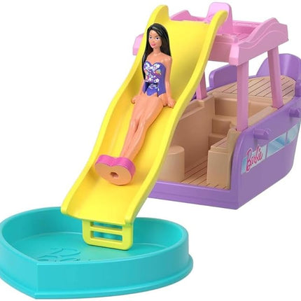 Barbie Mini BarbieLand Playsets with Toy Vehicle & 1.5-inch Doll, Dream Boat with Color-Change Surprise
