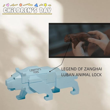 Lynette's Toys Lenged of Zanghai Tranditional Chinese LUBAN Lock 3D Puzzle Animal - Creative Interlocking Toy,Brain Teaser for Kids Aged 6+ Toy, Brain Bolt, Montessori (Leopard)