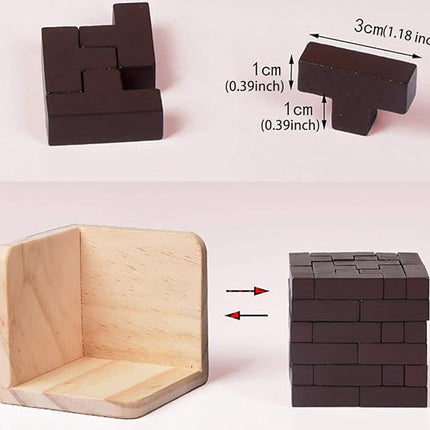 Wooden Brain Teaser Puzzle Cube Stress Relief Toys for Kids Adults Wooden Puzzles T-Shaped Jigsaw Logic Puzzle Educational Toy for Children Teenagers by AHYUAN (Coffee)